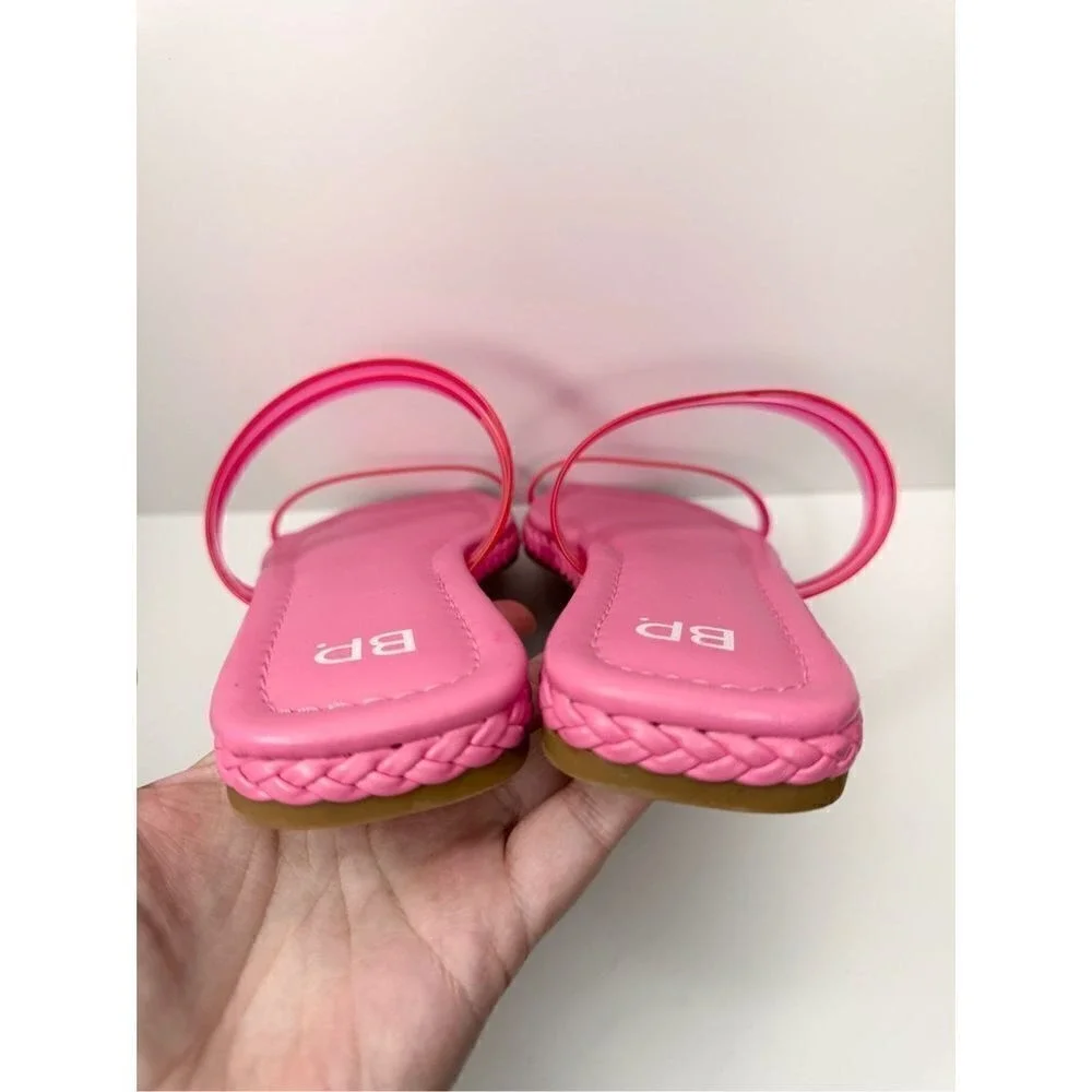 BP Viola Pink Jelly Double Strap Square Toe Slide Sandals Womens 7.5M